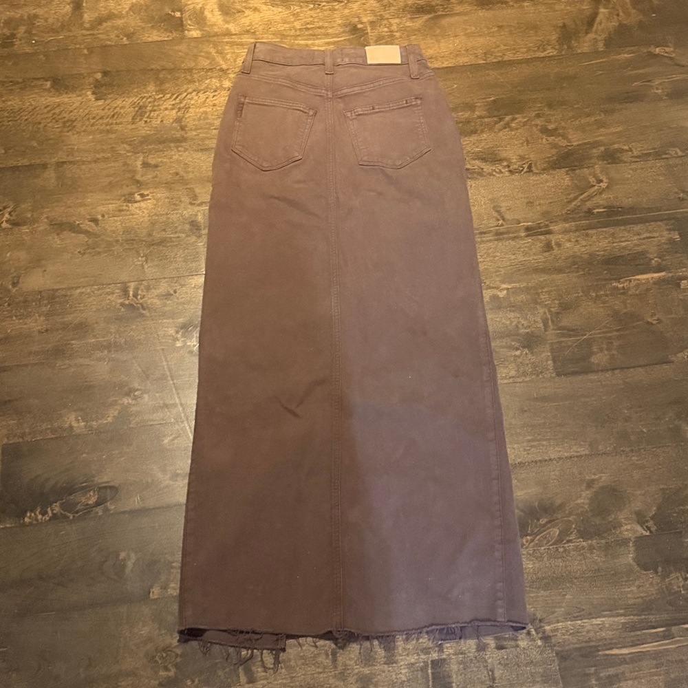 PAIGE Dark Brown Denim Skirt Size 23 - Picture 8 of 9